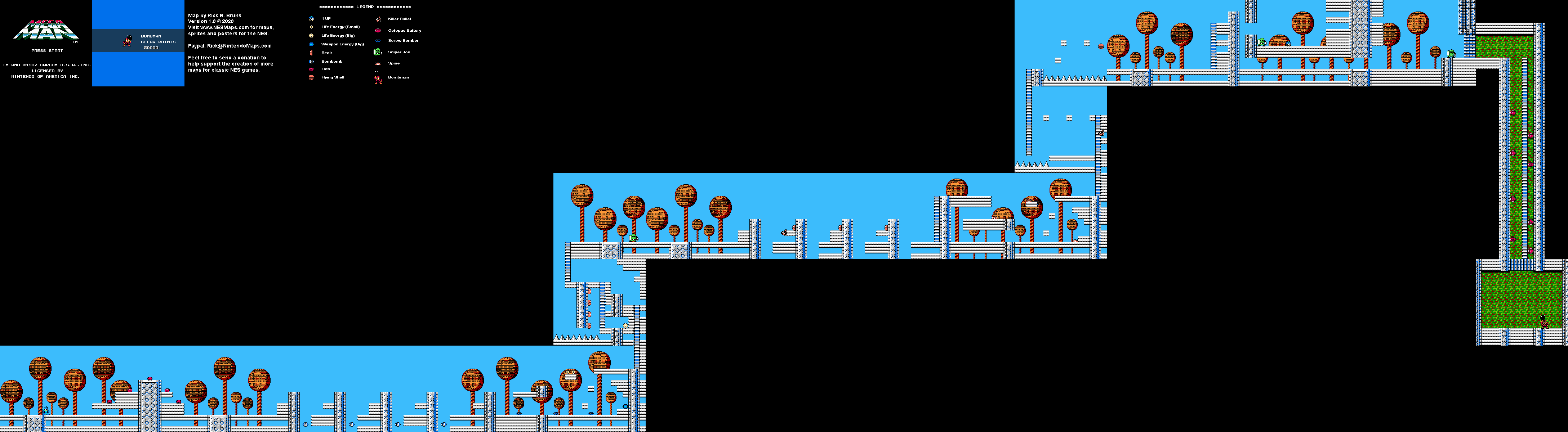 Mega Man - Bomb Man Stage Nintendo NES Map
