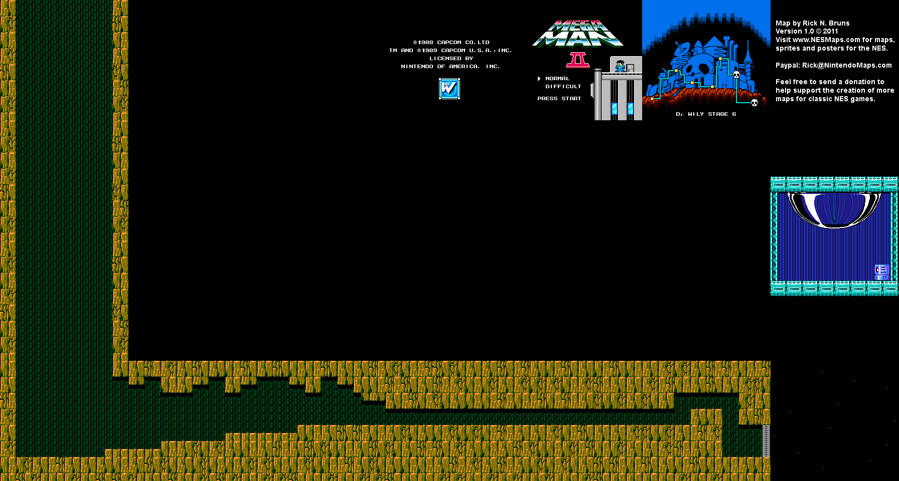 Mega Man II 2 - Dr. Wily Stage 6 Nintendo NES Map BG