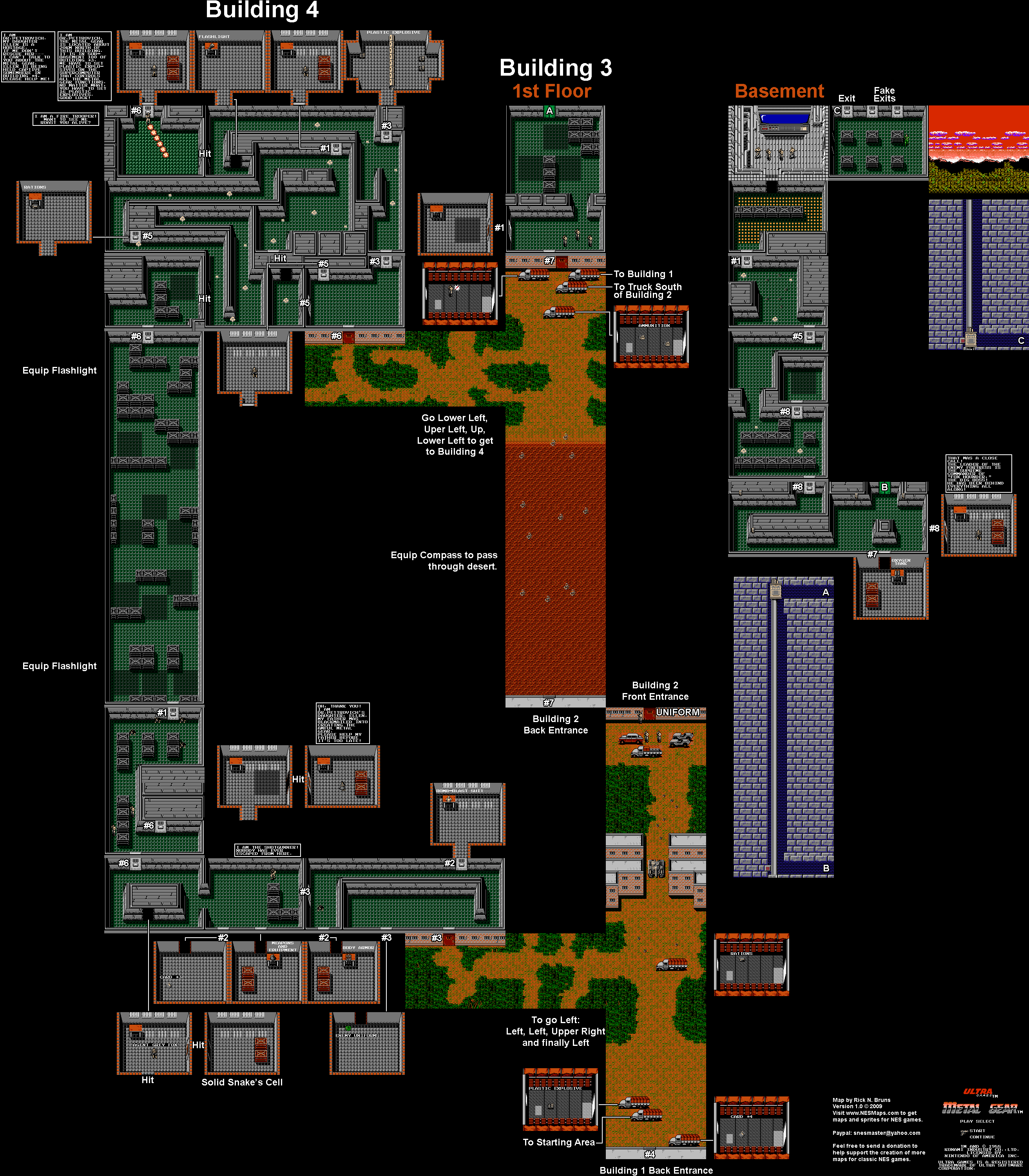Metal Gear - Buildings 3 and 4 - Nintendo NES Map