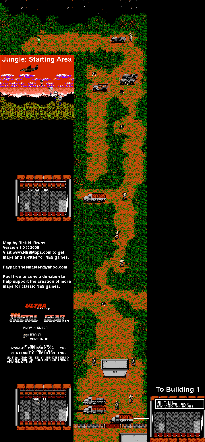 Metal Gear - Jungle Starting Area - Nintendo NES Map