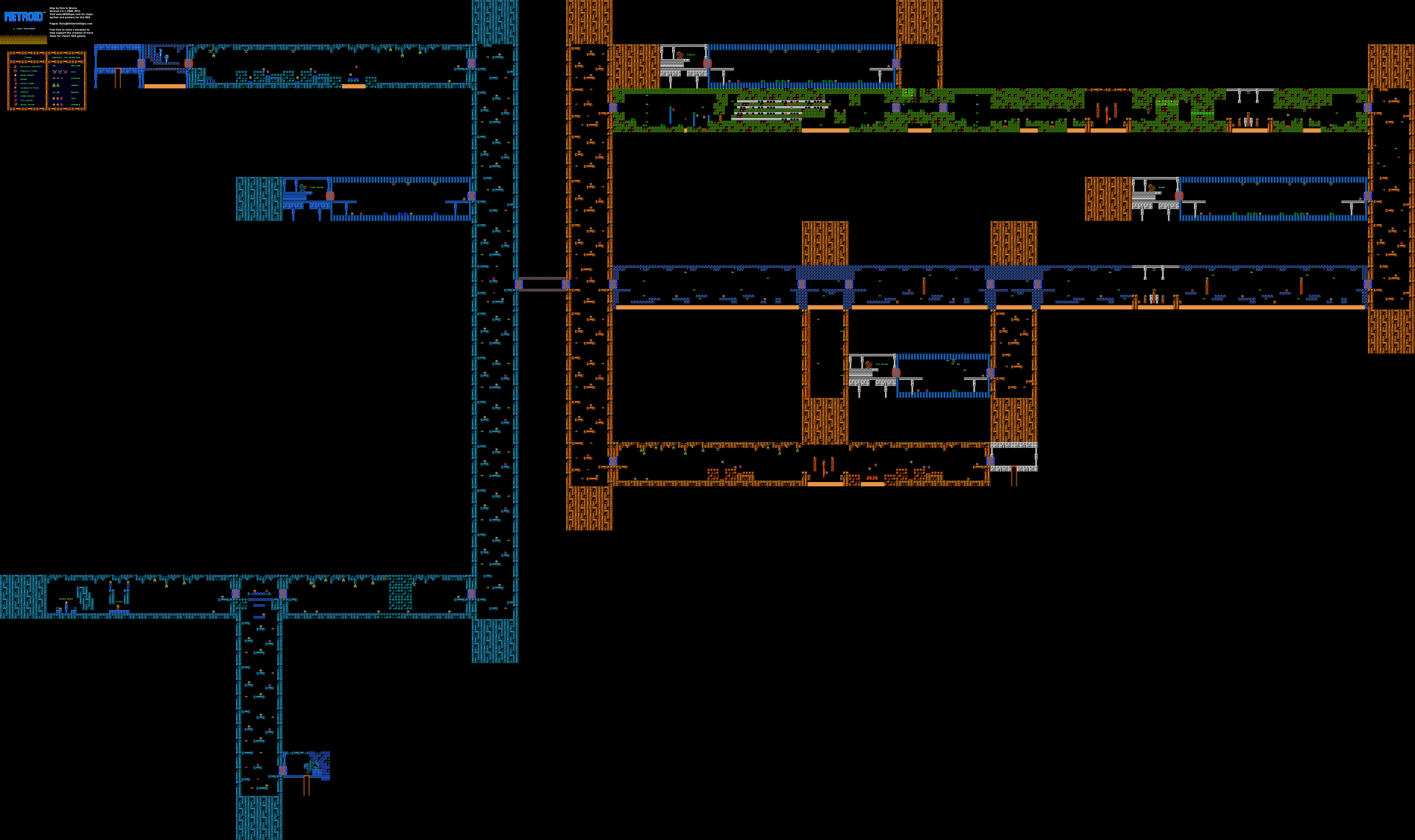 Metroid - Brinstar - Nintendo NES Map