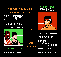 Mike Tyson's Punch-Out!! Piston Honda Minor Screen - Nintendo NES