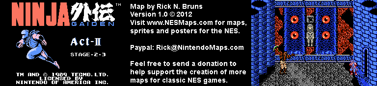 Ninja Gaiden - Stage 2-3 - Nintendo NES Map