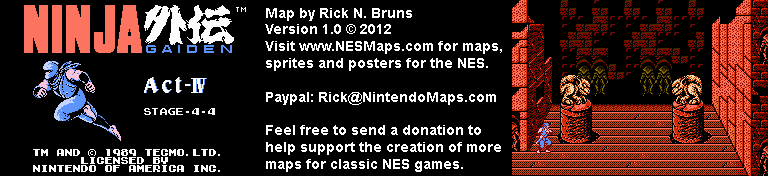 Ninja Gaiden - Stage 4-4 - Nintendo NES Map
