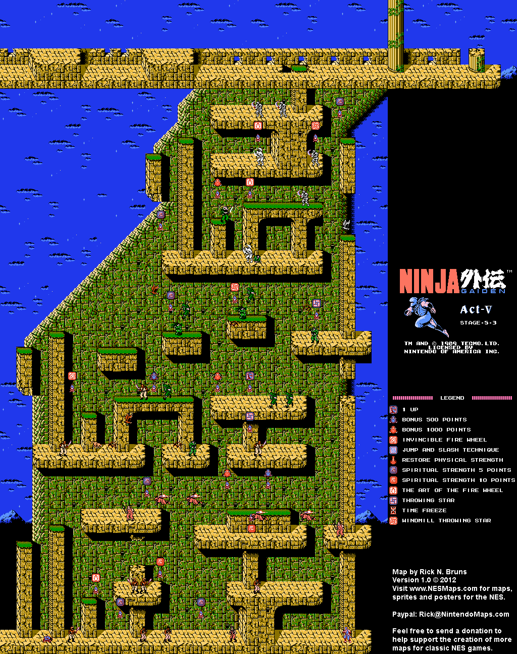 Ninja Gaiden - Stage 5-3 - Nintendo NES Map