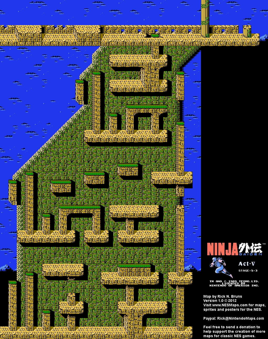Ninja Gaiden - Stage 5-3 - Nintendo NES Map BG