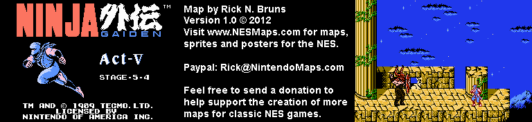 Ninja Gaiden - Stage 5-4 - Nintendo NES Map