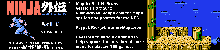 Ninja Gaiden - Stage 5-4 - Nintendo NES Map BG
