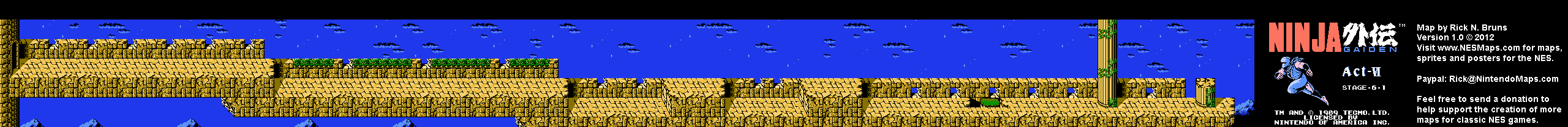 Ninja Gaiden - Stage 6-1 - Nintendo NES Map BG