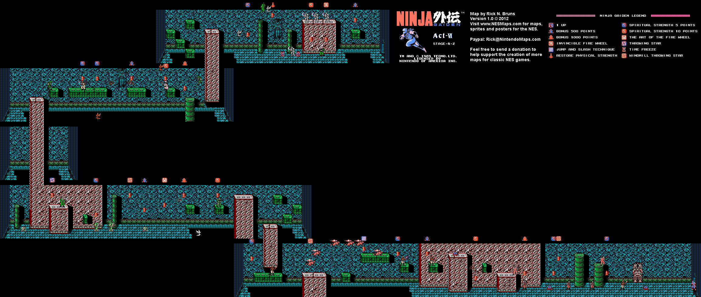 Ninja Gaiden - Stage 6-2 - Nintendo NES Map