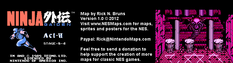 Ninja Gaiden - Stage 6-4 - Nintendo NES Map BG