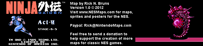 Ninja Gaiden - Stage 6-5 - Nintendo NES Map BG