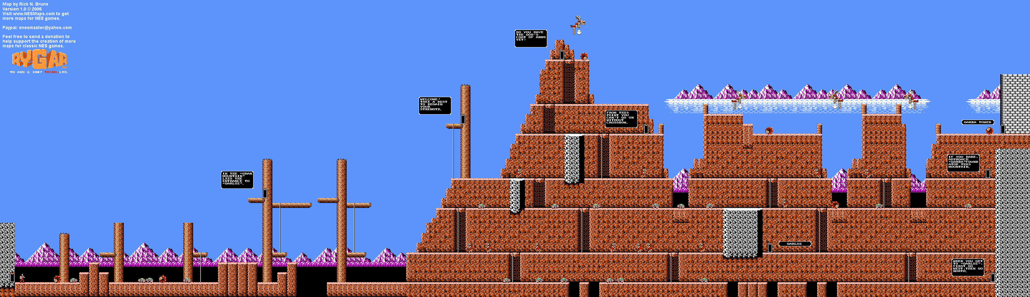 Rygar - Gran Mountain - NES Map