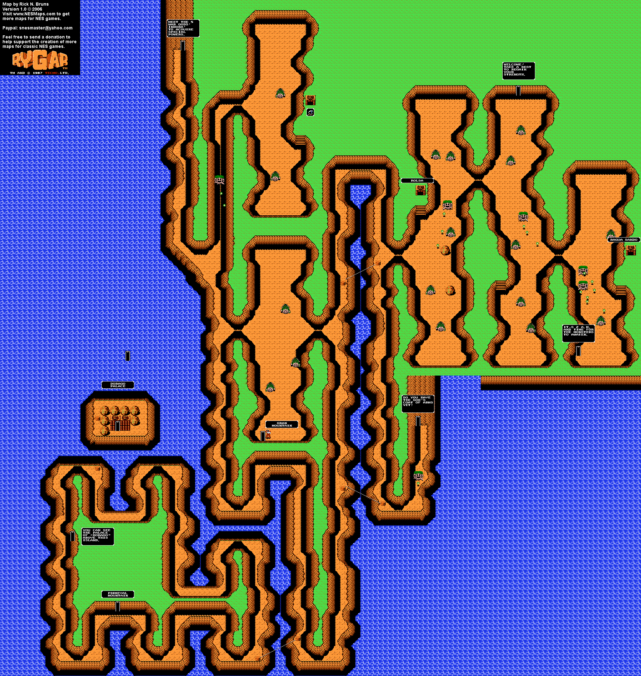 Rygar - Garloz - NES Map