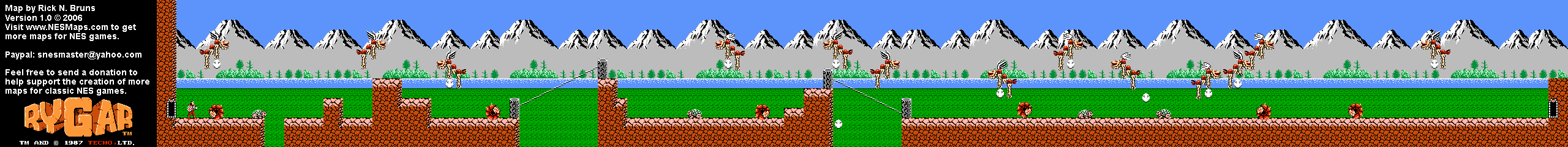Rygar - Primeval Mountain - NES Map