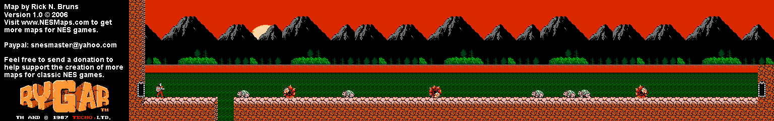 Rygar - Primeval Mountain (Sunset) - NES Map