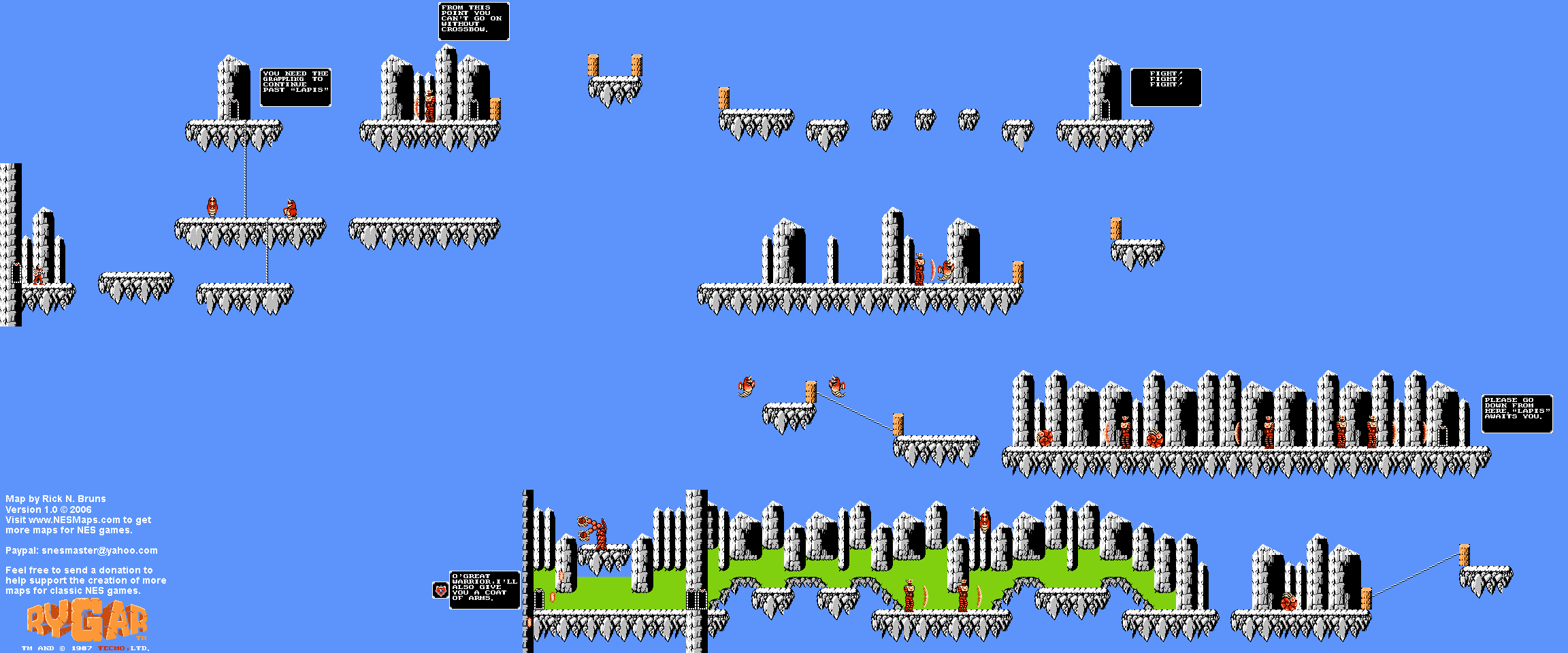 Rygar - Lapis - NES Map