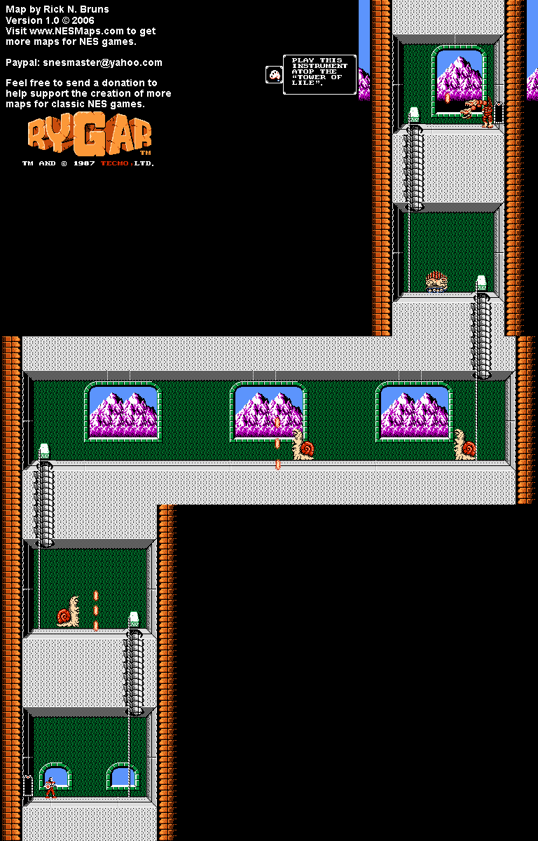 Rygar - The Tower of Garba - NES Map