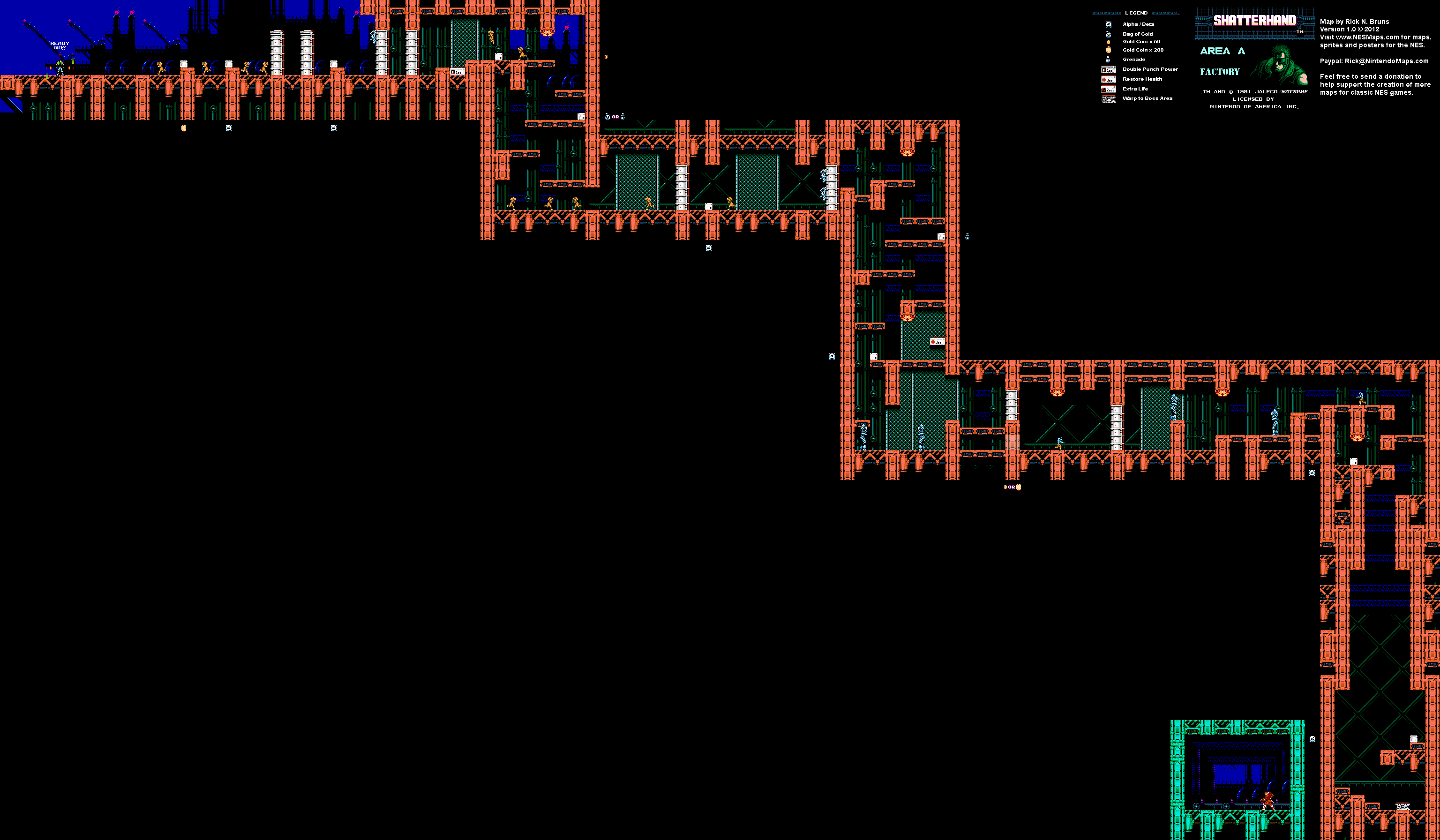 Shatterhand - Area A Factory - Nintendo NES Map