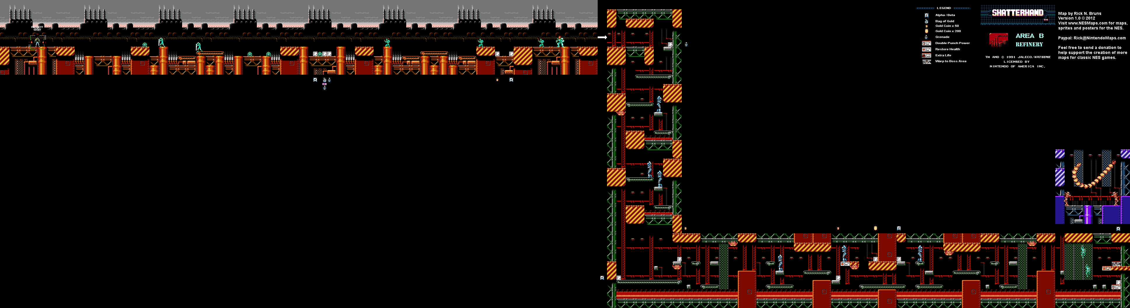 Shatterhand - Area B Refinery - Nintendo NES Map