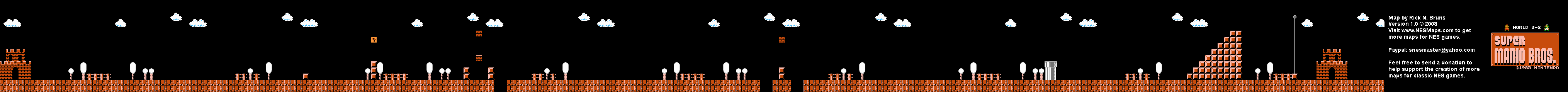 Super Mario Brothers - World 3-2 Nintendo NES Background Only Map