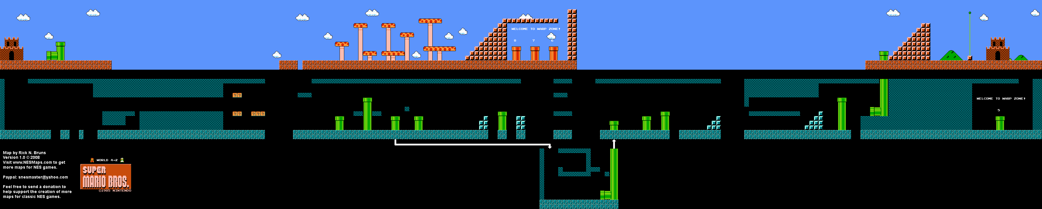 Super Mario Brothers - World 4-2 Nintendo NES Background Only Map