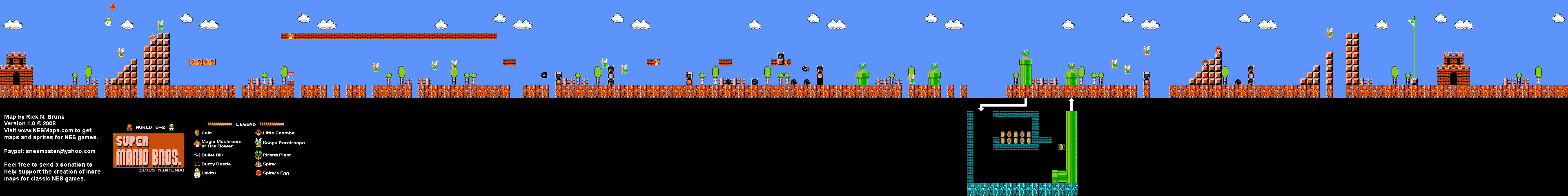 Super Mario Brothers - World 8-2 Nintendo NES Map