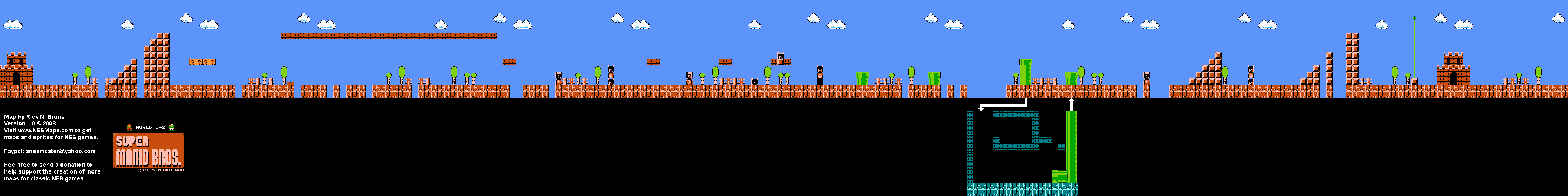 Super Mario Brothers - World 8-2 Nintendo NES Background Only Map