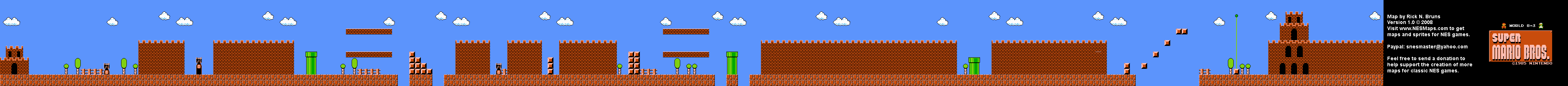 Super Mario Brothers - World 8-3 Nintendo NES Background Only Map