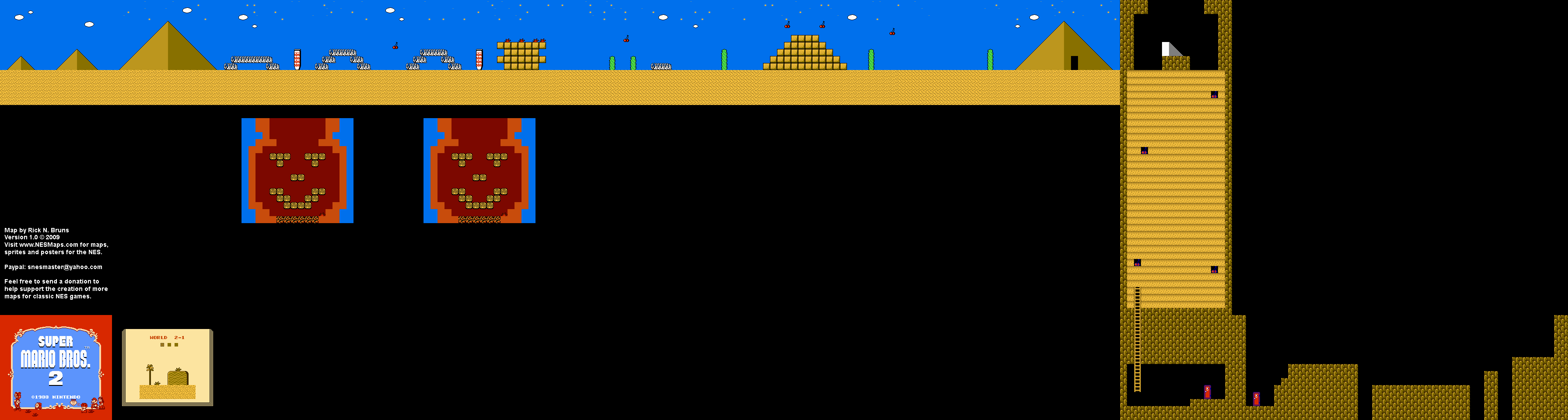 Super Mario Brothers 2 - World 2-1 Nintendo NES Background Only Map