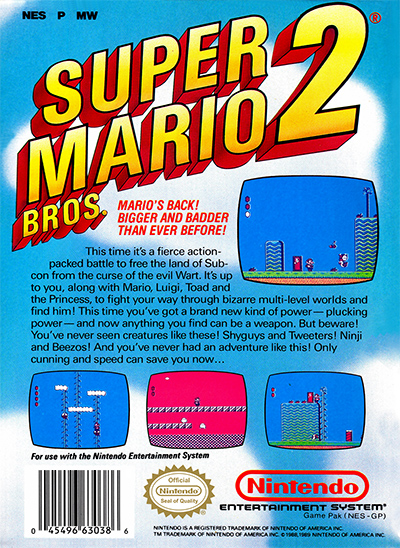Super Mario Bros. 2 Box Cover Front