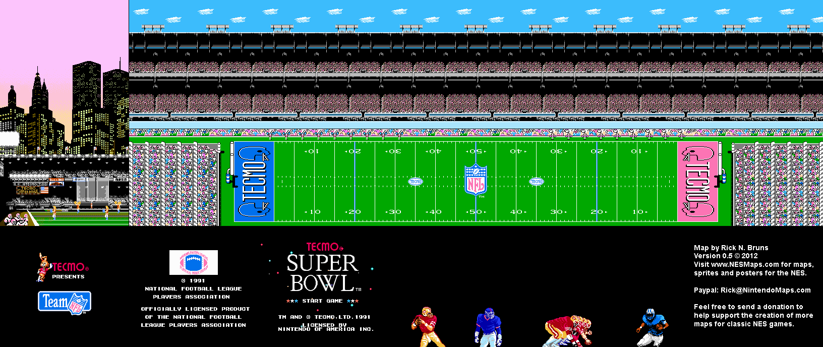 Tecmo Super Bowl - Labeled - Nintendo NES Map BG