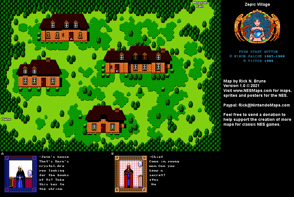 Ys 1 - Zepic Village - Nintendo NES Famicom Map
