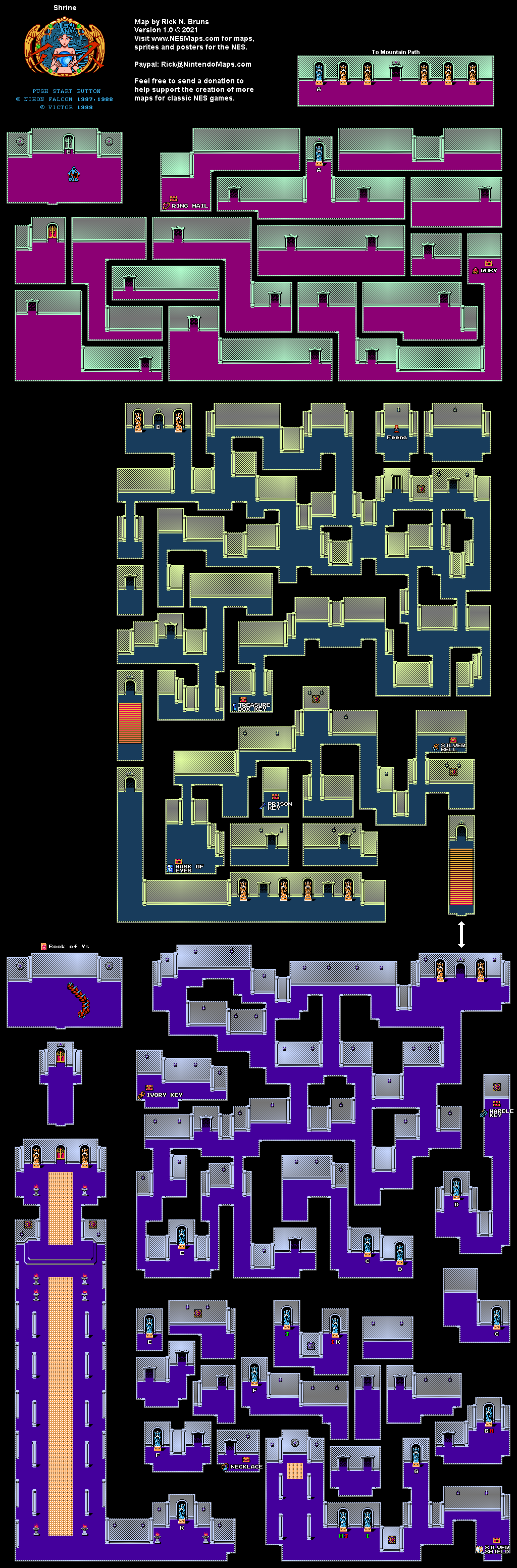 Ys 1 - Shrine - Nintendo NES Famicom Map