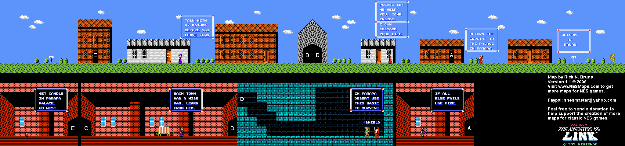 Zelda II The Adventure of Link - Rauru Town [03] - NES Map