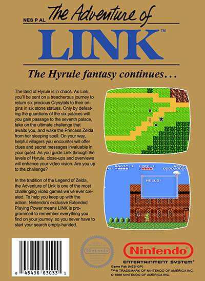 Zelda II The Adventure of Link Box Cover Back